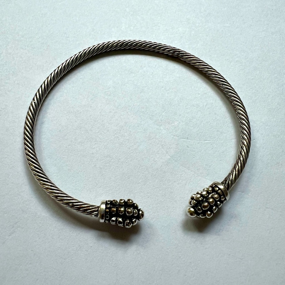 Cable Cuff Bracelet - Silvertone